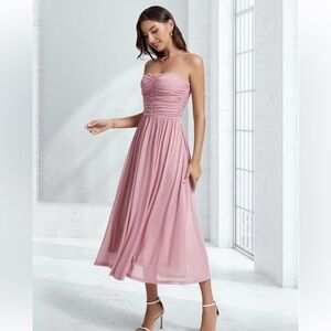 Blush Strapless Dress with mesh material Sz XXL NWT